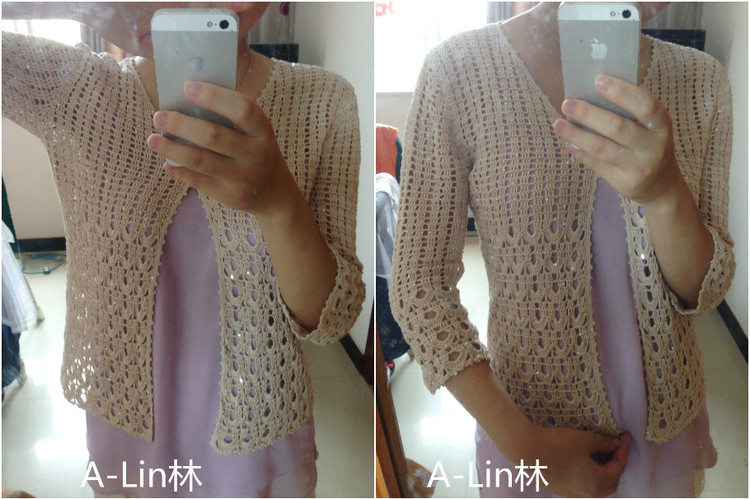 【A-Lin林】翎--拼接實(shí)用中袖開衫201514 - A-Lin林 - A-Lin的手工博客